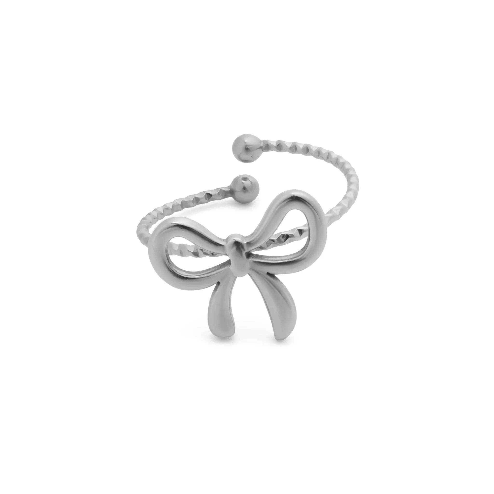18K Gold PVD Stainless Steel Adjustable Bow Ring