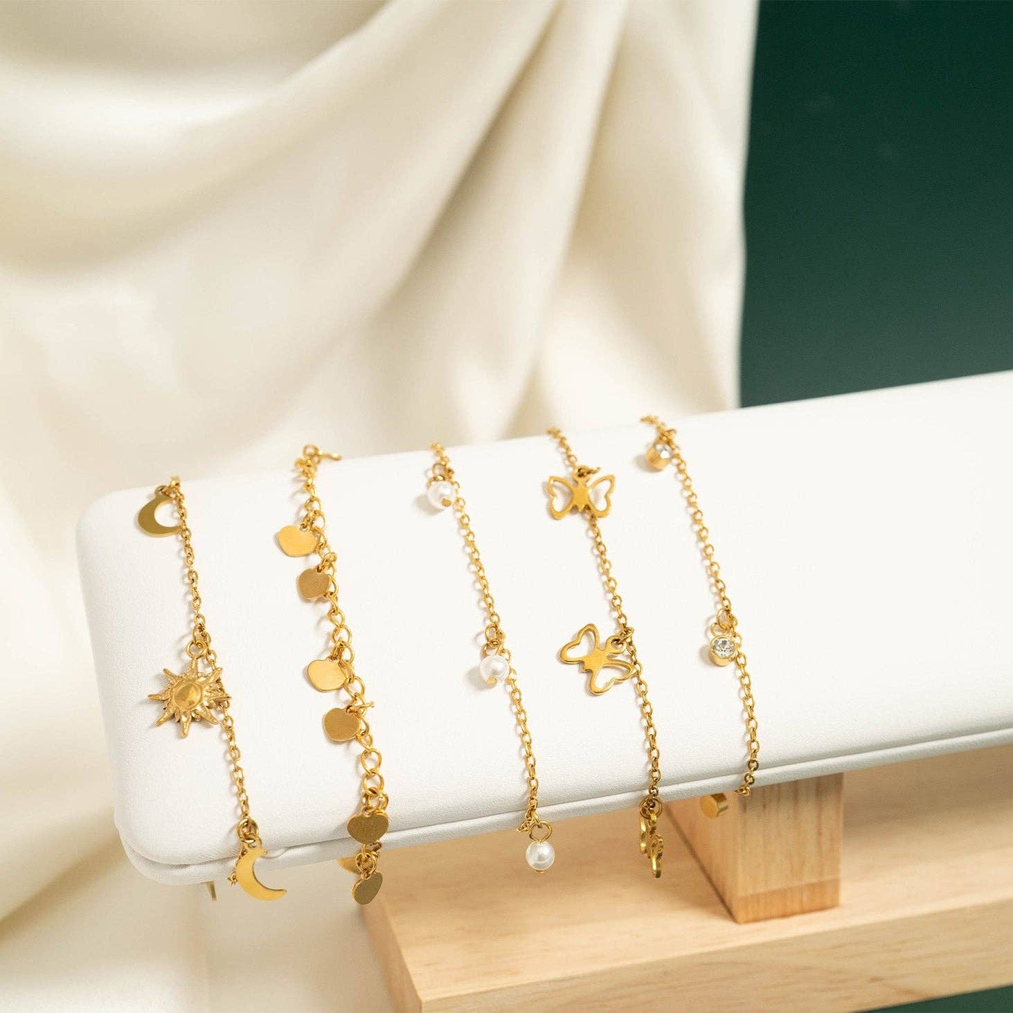 18K Gold PVD Stainless Steel Butterfly Charm Anklet