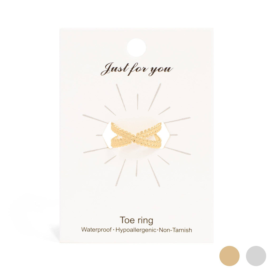 18K Gold PVD Stainless Steel Cross Over Toe Ring
